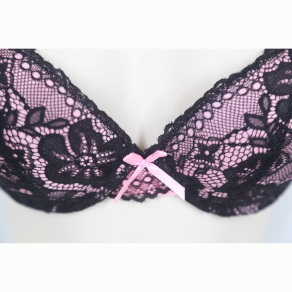 VS Bombshell Inspired Adds 2 Cups Ultimate Pushup Bra 36B Black Lace - Picture 6 of 9